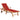 Ligbed met rood kussen massief teakhout